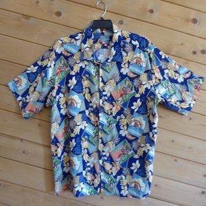 Joe Kealohas Pineapple Hula Girl Aloha Men's Shirt